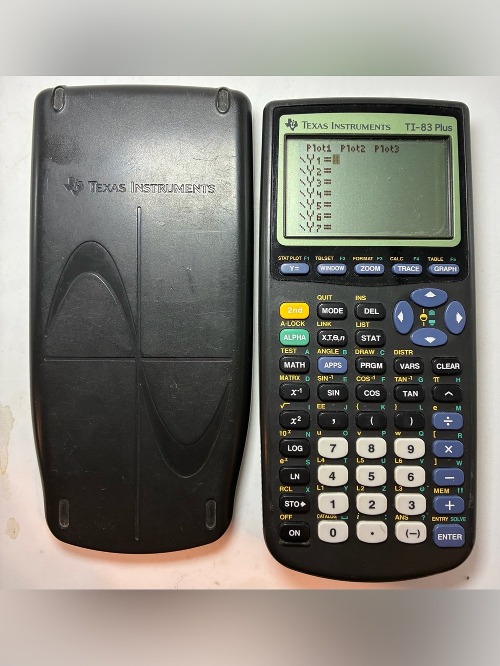 Texas Instruments TI-83 Plus Graphing Calculator Black Tested Working w/ Cover